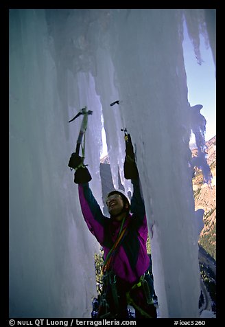 Tuan starts the fifth pitch. Lilloet, British Columbia, Canada (color)