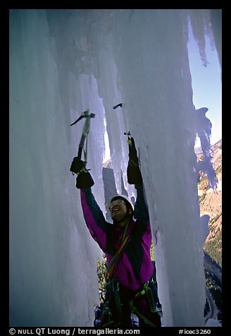 Tuan starts the fifth pitch. Lilloet, British Columbia, Canada