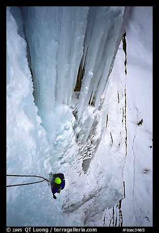 Climber on the lower Weeping Wall. Canada (color)