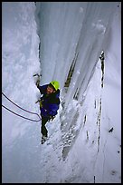 Climber on the lower Weeping Wall. Canada