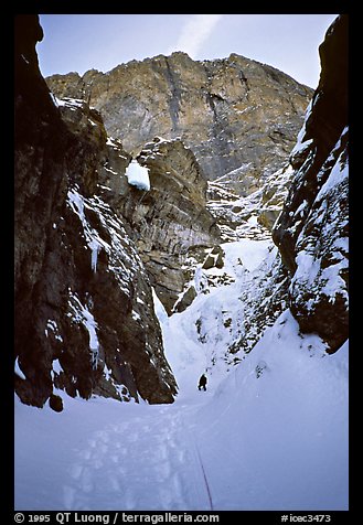 Snow gully on Polar Circus. Canada