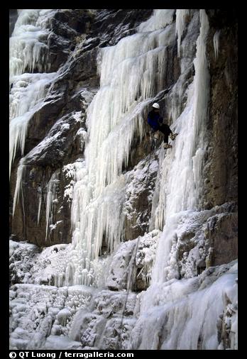 Rappeling from an ice climb in Provo Canyon, Utah. USA (color)