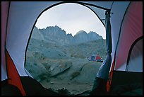 Palissades seen from inside a tent, Dusy Basin. Kings Canyon National Park, California