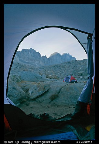 Palissades from tent door, Dusy Basin. Kings Canyon National Park, California