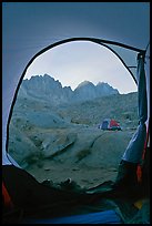 Palissades from tent door, Dusy Basin. Kings Canyon National Park, California (color)