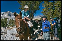 Horseman speaking with hikers, Dusy Basin. Kings Canyon National Park, California (color)