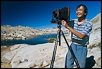[photo by Buddy Squires] Large format photographer with camera, Dusy Basin. Kings Canyon National Park, California