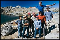 Hiking group posing in Dusy basin. Kings Canyon National Park, California ( color)