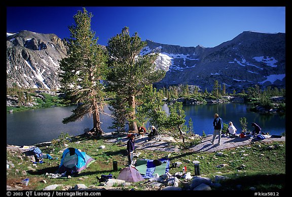 Camping near Woods Lake, Kings Canyon National Park. Kings Canyon National Park, California, USA.