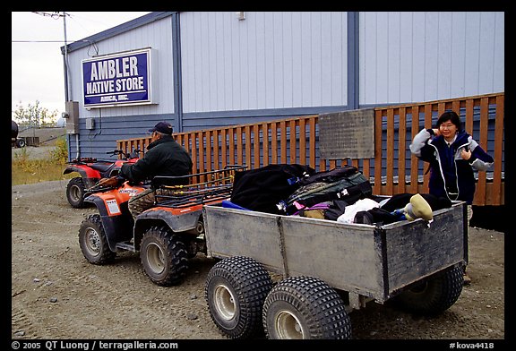 Gear transported in a trailer in the Eskimo village of Ambler. Kobuk Valley National Park, Alaska (color)