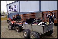 Gear transported in a trailer in the Eskimo village of Ambler. Kobuk Valley National Park, Alaska