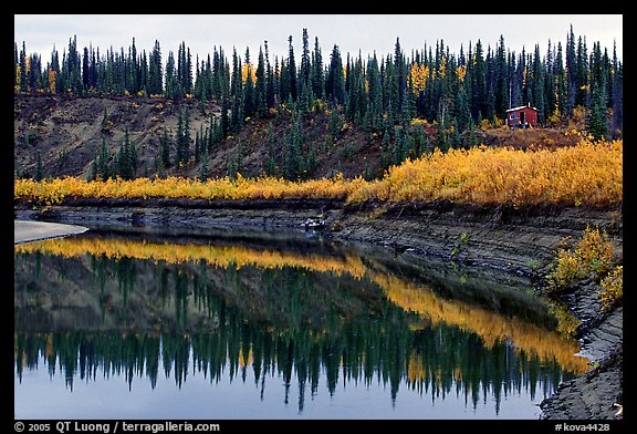 Cabin on the shores of Kobuk River. Kobuk Valley National Park, Alaska