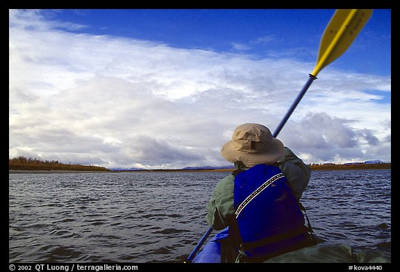 Canoeist Paddling on the Kobuk River. Kobuk Valley National Park, Alaska