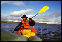 Canoeist Paddling on the Kobuk River. Kobuk Valley National Park, Alaska