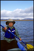 Canoeist Paddling on the Kobuk River. Kobuk Valley National Park, Alaska (color)