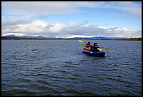 Canoeists Paddling on the wide Kobuk River. Kobuk Valley National Park, Alaska (color)