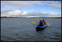 Canoeists Paddling on the wide Kobuk River. Kobuk Valley National Park, Alaska ( color)