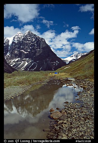 Camp below the Telaquana Mountains. Lake Clark National Park, Alaska (color)