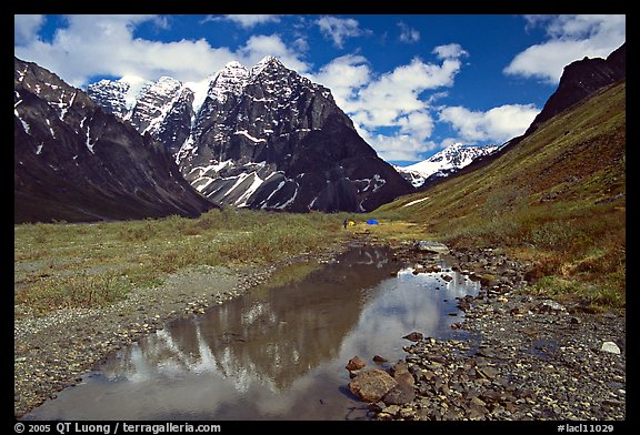 Camp below the Telaquana Mountains. Lake Clark National Park, Alaska