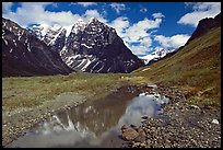 Camp below the Telaquana Mountains. Lake Clark National Park, Alaska (color)