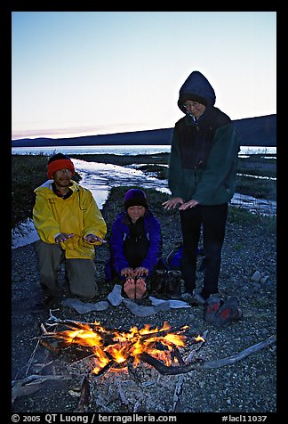 Campfire next to Turquoise Lake. Lake Clark National Park, Alaska (color)