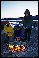 Campfire next to Turquoise Lake. Lake Clark National Park, Alaska