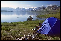 Camp above Twin Lakes. Lake Clark National Park, Alaska (color)