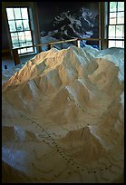 Model of Mt McKinley in the museum of Artic Adventure with West Face routes. Alaska