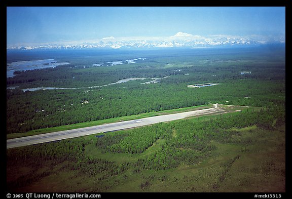 Above the Talkeetna airport. The Alaska range looks close, because it rises so abrupty above the plain. Alaska