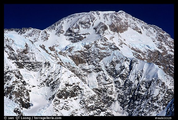 The mighty West face of Mc Kinley. The West Buttress is the ridge on the left on the skyline, the Cassin the ridge on the right. Denali, Alaska (color)