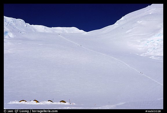 Camp on close to Kahilna Pass. Denali, Alaska (color)