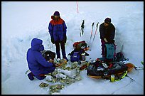 Like most people, we leave our snowshoes and sleds here, and organize ourselves to do a double carry the next morning. Denali, Alaska ( color)