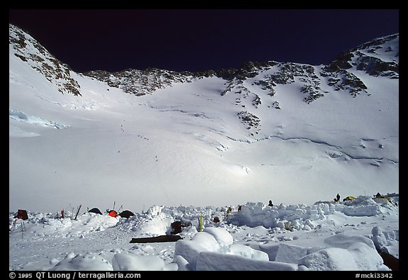 The day when we arrived, the weather was great, and there is a large numbers of climbers going for it. Denali, Alaska