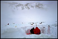 Waiting out in bad weather. Denali, Alaska