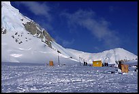 The ranger tent. They perform rescues and operate a medical camp, but also give tickets for littering. The two lattrines help keep the snow good for drinking. Denali, Alaska