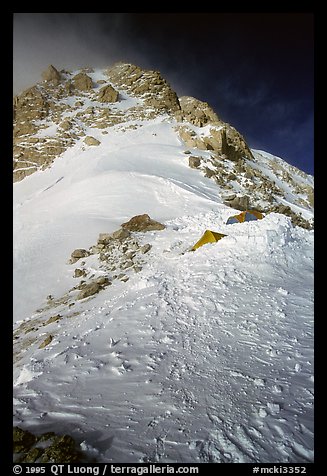 At the 16000 narrow camp on the Rib, there is just another party. Denali, Alaska