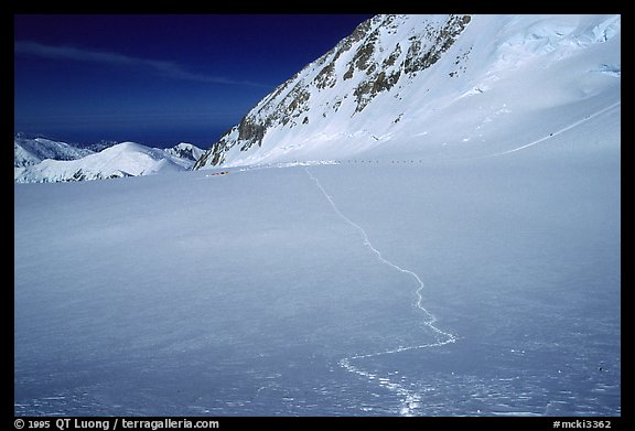 This time, I had to painfully break the trail, which was swept by the recent storm. It is hard work when you are by yourself. Denali, Alaska