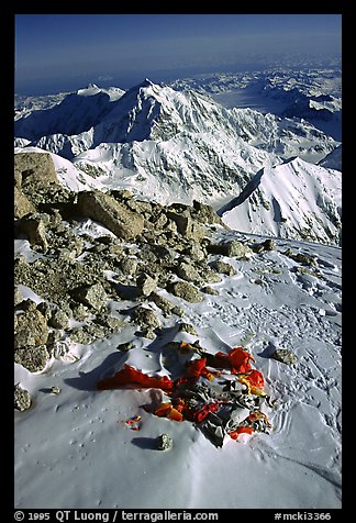 Remains of a tent which burned years ago from stove flare-up. Denali, Alaska