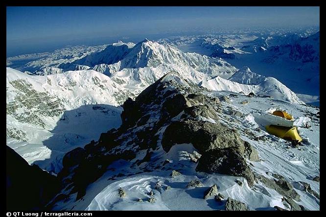 Camping on the Balcony camp of the West Rib. Denali, Alaska