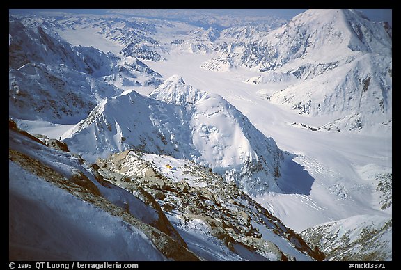 The next day, unlike the other party which is making a round-a-trip summit day and leave their tent, I pack everything, since I plan to traverse the mountain and go down by the West Buttress. Denali, Alaska (color)