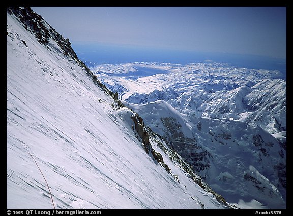 Across the gully, the last camp spot is visible. Denali, Alaska