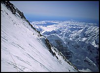 Across the gully, the last camp spot is visible. Denali, Alaska