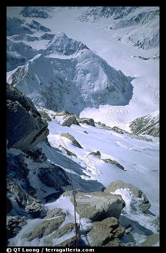 Last technical steps on the West Rib route. Denali, Alaska