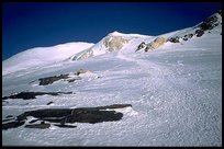 Junction with the West Buttress route (see the numerous crampon marks) on the summit plateau. Denali, Alaska (color)