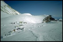 The camp 17000 is quite exposed to the winds. Denali, Alaska (color)