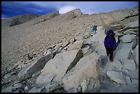 Hiking down Mt Whitney in cold conditions. California