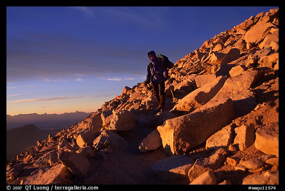 Descending Mt Whitney trail near sunset. California