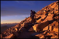 Descending Mt Whitney trail near sunset. California