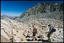 Hikers at Bishop Pass, John Muir Wilderness. Kings Canyon National Park, California