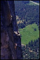 Climber of the Yosemite Falls wall. Yosemite National Park, California (color)